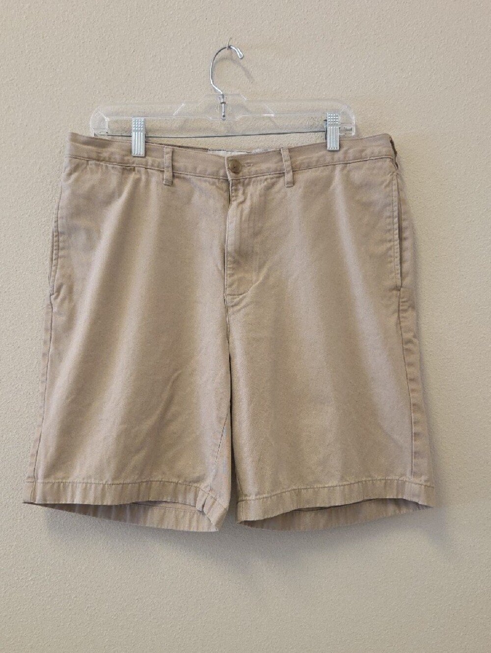 Lands' End Men's Tan Flat-Front Cotton Shorts Size 36